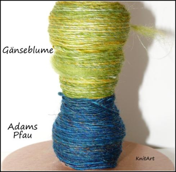 NEU Merino/Seide, Gänseblume - Grün Weiss Gelb